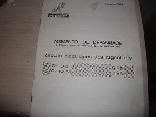 Memento depannage peugeot - depannage,